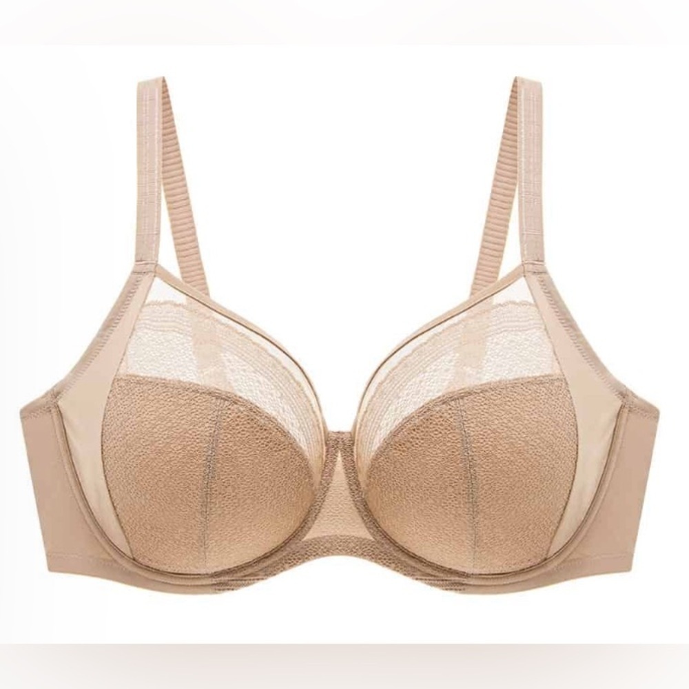 UNDERSTANCE Sz 40G Salma Elegant Beige Sheer Full Coverage Adjustable Bra NEW